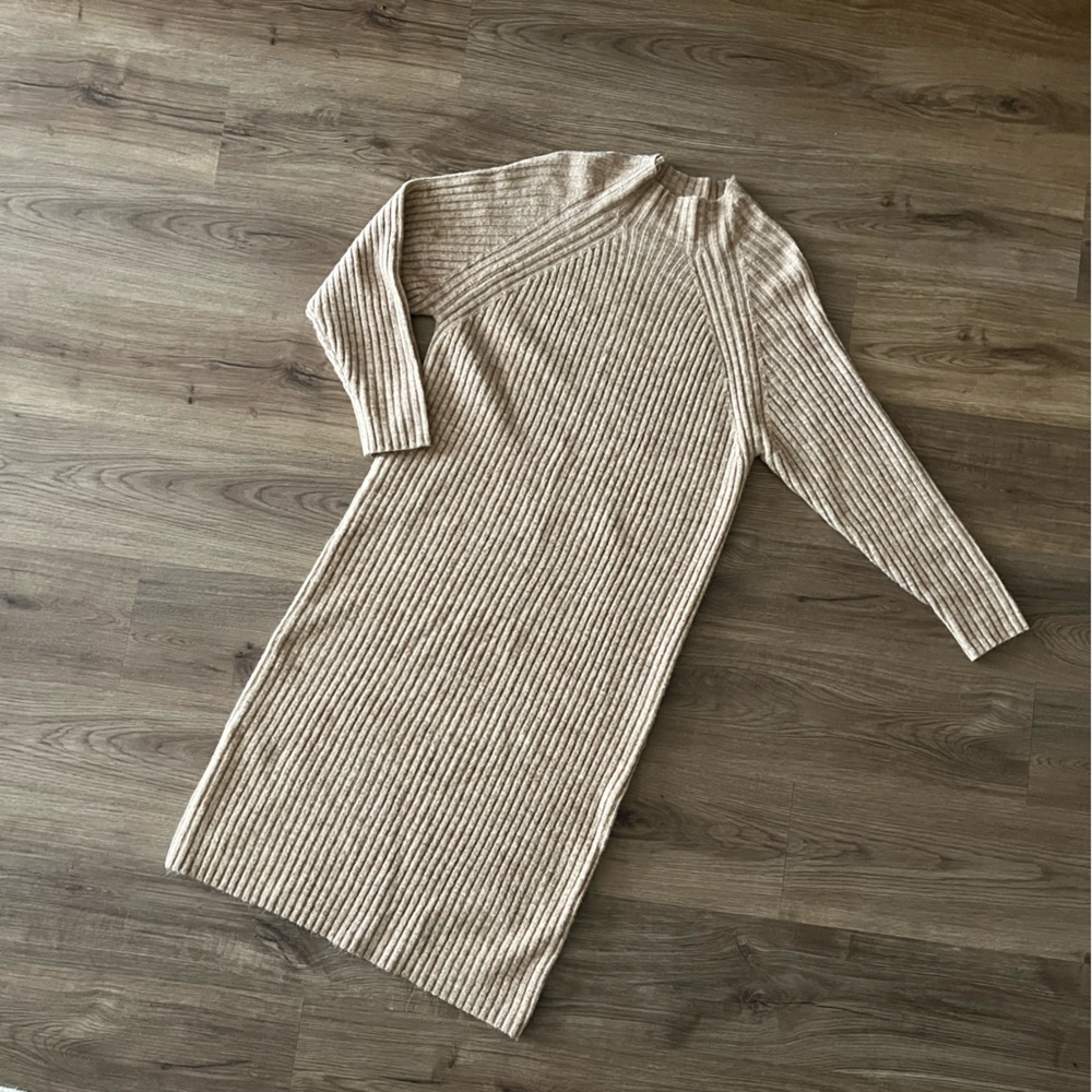 Mango tan sweater dress